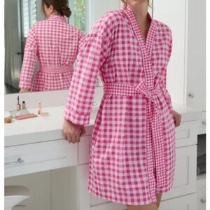 Printfresh Pink Spritz Garden Gingham Organic Cotton Getting Ready Robe